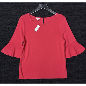 Talbots Coral Top Cotton Rayon Keyhole Back Womens Size Large NWT